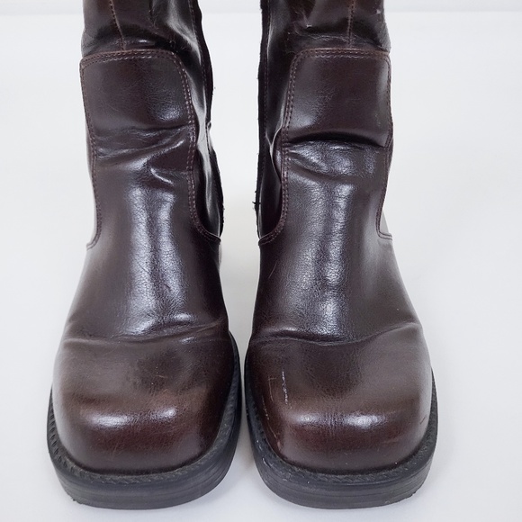 Vintage chunky heel boot square toe platform sock boot calf booties gogo - Picture 5 of 13